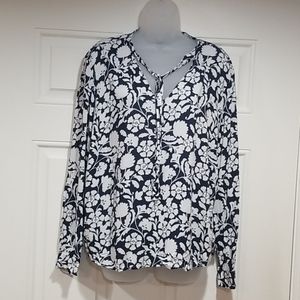 💙 BLOUSE: 💙 Gap Floral Long Sleeve Tie Neck Top